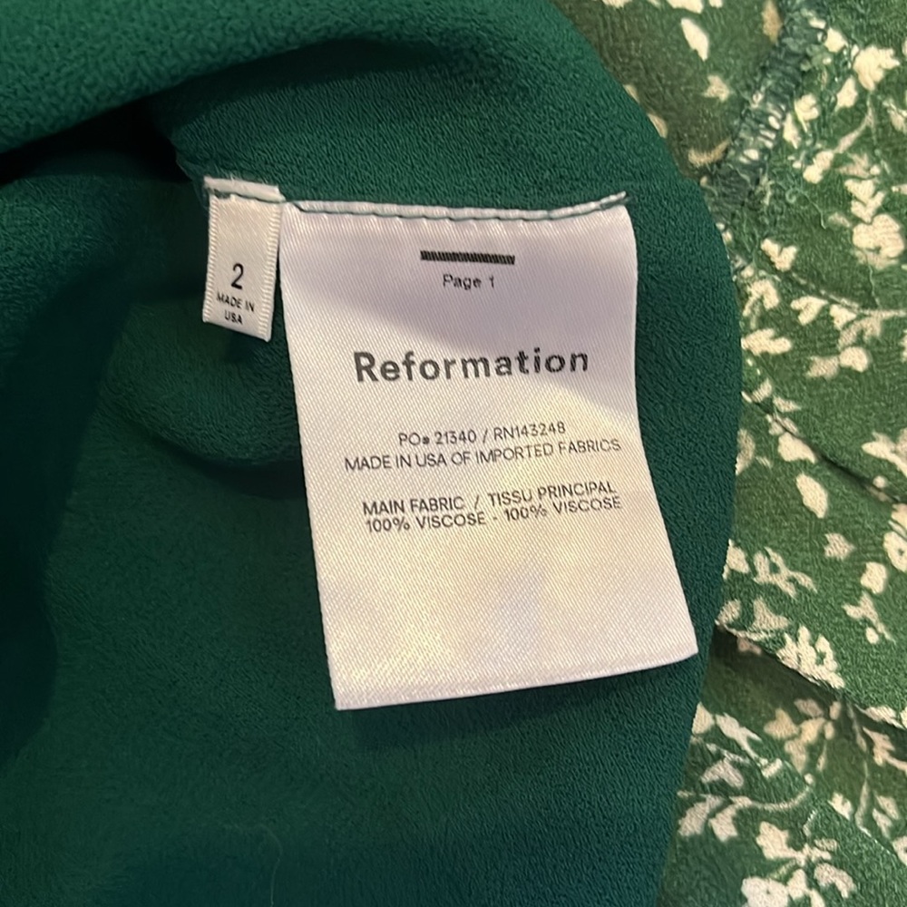 Reformation Floral Green Dress. Size 2. - Picture 4 of 4